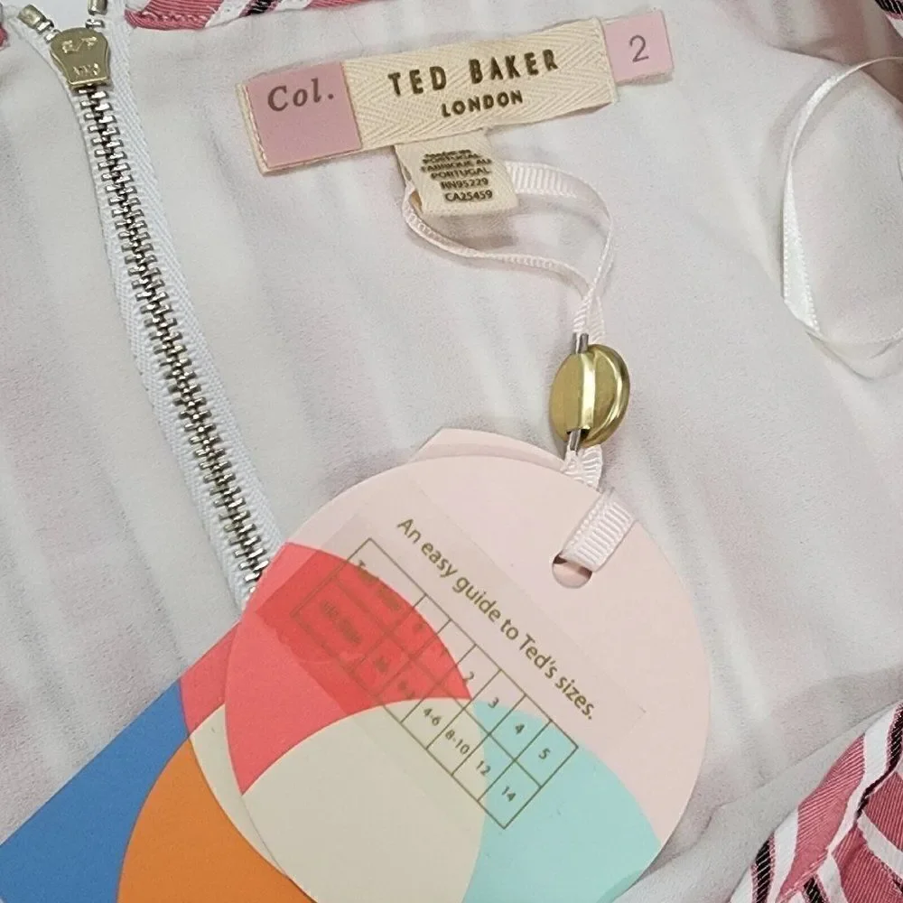 Colour By Numbers Ted Baker 2 (US 4-6)‎ Coryn Pink Striped Asymmetric Midi Skirt